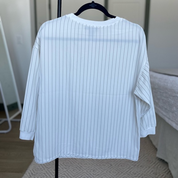 White baseball stripe blouse. - Picture 2 of 3